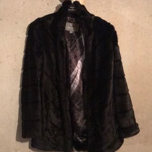 Dennis basso black faux fur coat